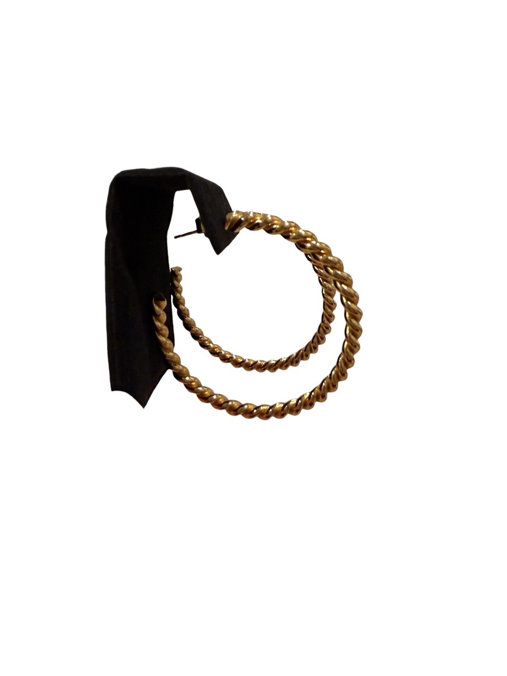Gold Tone Twisted Hoop Earrings - Picture 3 of 4